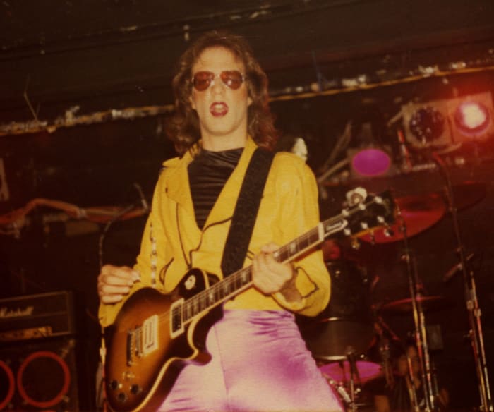 A photo of guitarist Jay Jay French during Twisted Sister's bar days (at right, photo courtesy of Music Box Films) .