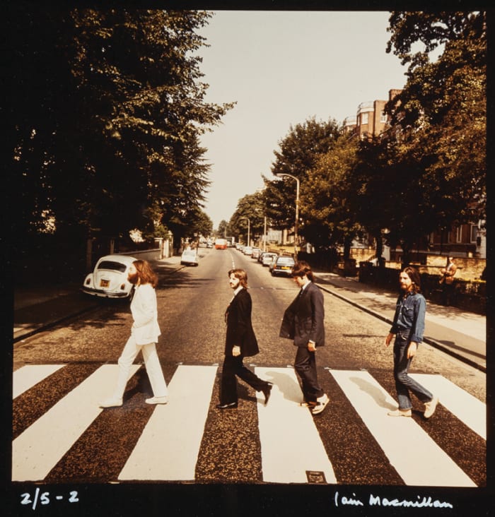 One of the six rare alternate photo outtakes of the Abbey Road cover. The set of six sold for $62,500 at auction in 2016 via Heritage Auctions. The set was originally owned by an executive at the Capitol/Apple Offices in New York City. Image courtesy of Heritage Auctions.