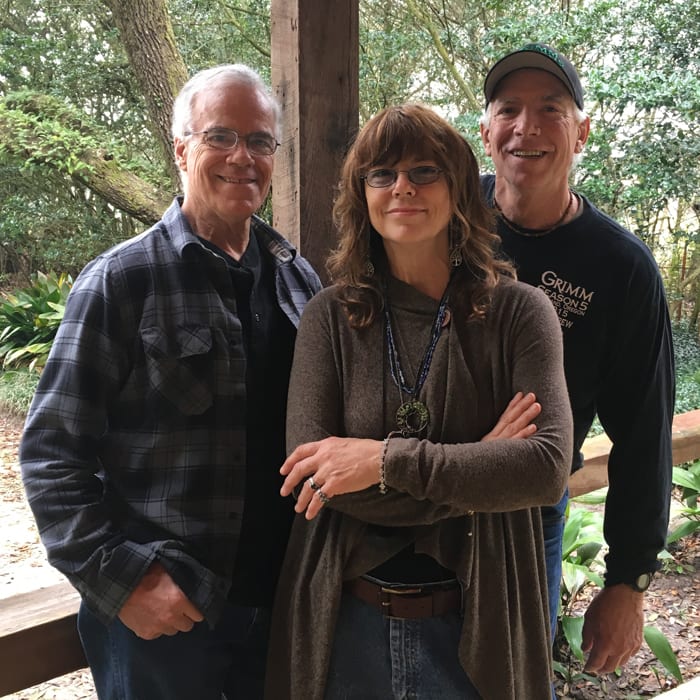 THE COWSILLS 2018 (L-R): Bob Cowsill, Susan Cowsill and Paul Cowsill at Dockside Studio in Maurice, Louisiana. Photo by Cézanne Nails, courtesy of The Cowsills.