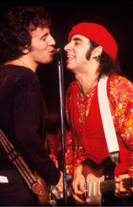 Bruce Springsteen and Steven Van Zandt (Little Steven) perform on stage at Capitol Theater, New Jersey, USA, 31st December 1977. (Photo by Michael Putland/Getty Images)