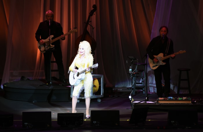 Dolly Parton is shown during her June 26 show at the PNC Bank Arts Center in Holmdel, N.J. (Photo by Chris M. Junior)
