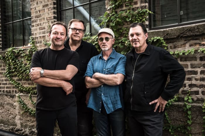 The Smithereens, with singer-songwriter Marshall Crenshaw on lead vocals and rhythm guitar, performed an incendiary show (their second of the night) at The Iridium in New York City’s Times Square on Saturday, July 13th. (Photo by Luciano J. Bilotti, courtesy of The Smithereens)