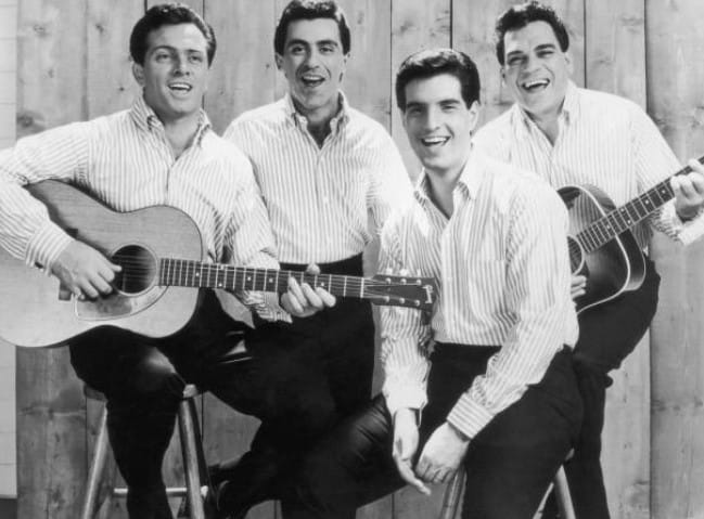 L to R: Tommy DeVito, Frankie Valli, Bob Gaudio, and Nick Massi, photo circa 1965, Hulton Archives/Getty Images