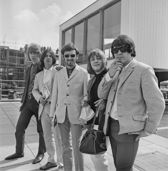 Pretty Things in 1965 (L-R): Guitarist Brian Pendleton, singer Phil May, guitarist Dick Taylor, drummer Viv Prince and bassist John Stax. Photo by M. Stroud/Express/Hulton Archive/Getty Images.