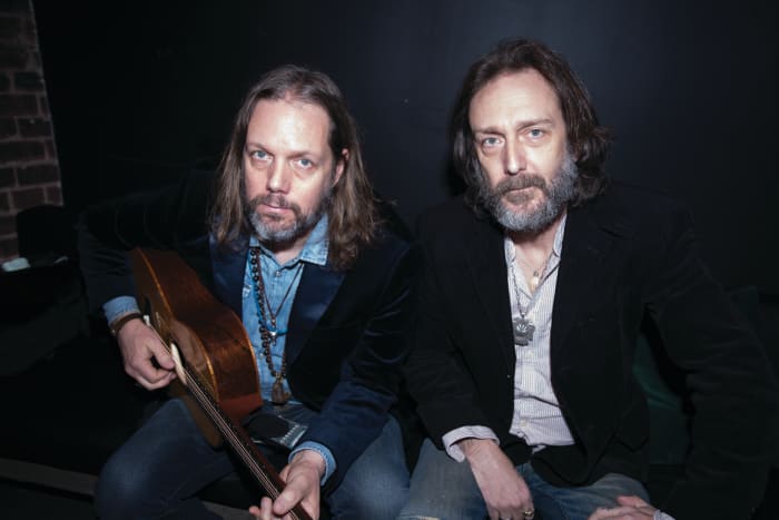 Rich and Chris Robinson, as they pose backstage at Lincoln Hall, Chicago, Illinois, February 27, 2020.