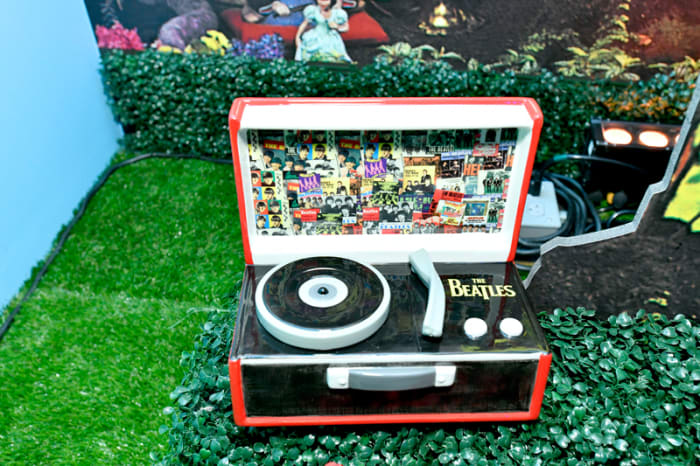 A Fab Four record player at The Beatles Pop-Up Shop launch for Holiday 2019 on December 10, 2019 in New York City. (Photo by Eugene Gologursky/Getty Images for Sony Music)
