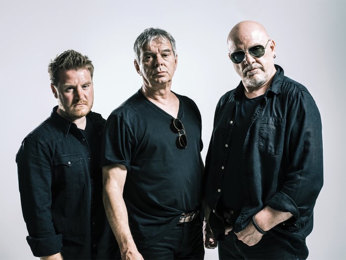 The Stranglers (L-R): Jim Macaulay, Jean-Jacques “JJ” Burnel and "Bad" Wayne. Publicity photo by Colin Hawkins