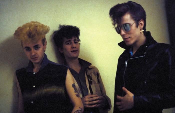 Early Stray Cats portrait (L-R): Brian Setzer, Lee Rocker and Slim Jim Phantom.