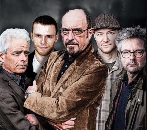 Jethro Tull L to R: David Goodier, Joe Parish, Ian Anderson, Scott Hammond, John O’Hara, photo courtesy jethrotull.com