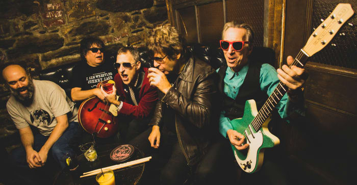The Split Squad are (left to right) Josh Kantor, Eddie Munoz, Michael Giblin, Clem Burke and Keith Streng. (Photo by Chris Sikich)