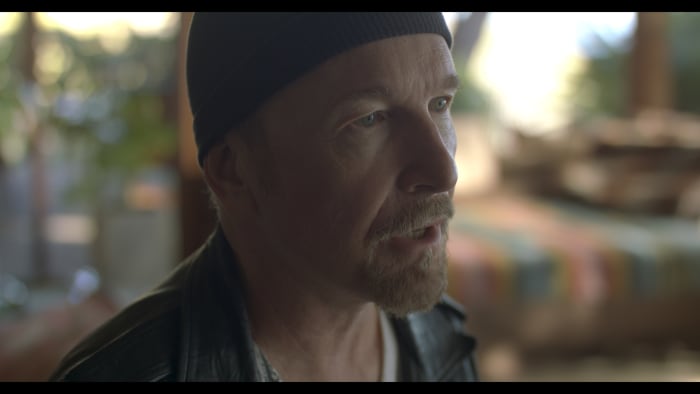 The Edge speaks about the vital bond between band and audience in the film. (Photo courtesy of Roswell Films)