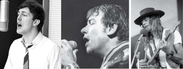 Top U.K. blues singers (L-R): Mike Smith, lead vocalist and keyboard player with The Dave Clark Five, The Animals’ lead singer Eric Burdon and John Mayall.
