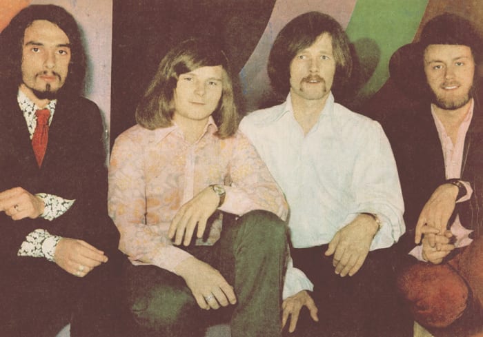As Fairfield Parlour (L-R): Peter Daltrey (lead vocals and keyboards), Danny Bridgman (drums), Steve Clark (bass and flute) and Eddy Pumer (guitar and keyboards).