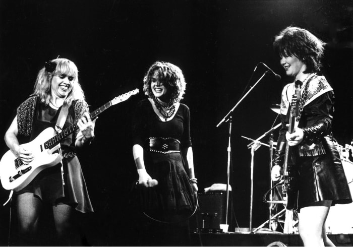The Go-Go’s, Charlotte Caffey, Belinda Carlisle, and Kathy Valentine, The Greek Theater, October 10, 1981