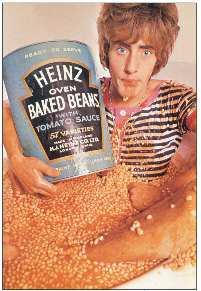 For part of the cover image of The Who Sell Out, Roger Daltrey sat in a bathtub of cold baked beans for over an hour. Image provided by UMe.