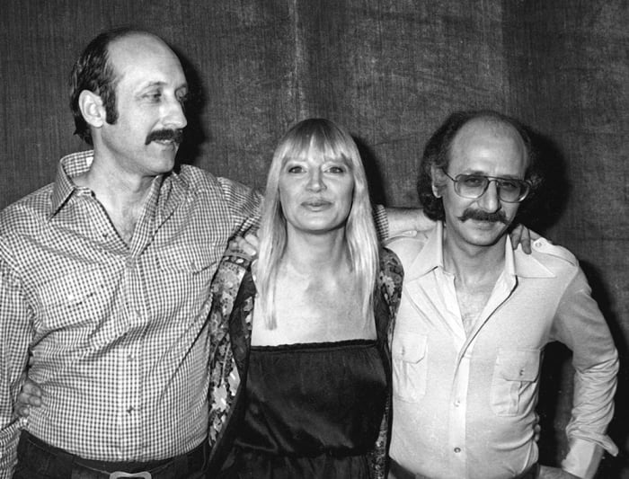 Paul Stookey, Mary Travers and Peter Yarrow of Peter, Paul and Mary attend ‘Because We Care’ Benefit Party on January 29, 1980 at the Dorothy Chandler Pavilion in Los Angeles.undefinedPhoto by Ron Galella, Ltd./Ron Galella Collection via Getty Images
