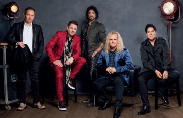 L to R: Tom Yankton, Jay DeMarcus, Deen Castronovo, Jason Scheff, Chris Rodriguez, photo courtesy Frontiers Music