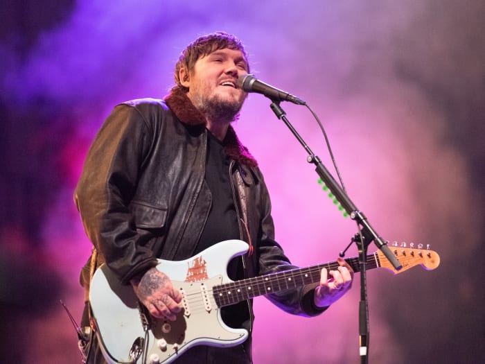 Brian Fallon of The Gaslight Anthem performs Oct. 8 at the PNC Bank Arts Center in Holmdel, New Jersey. (Photo by Chris M. Junior)