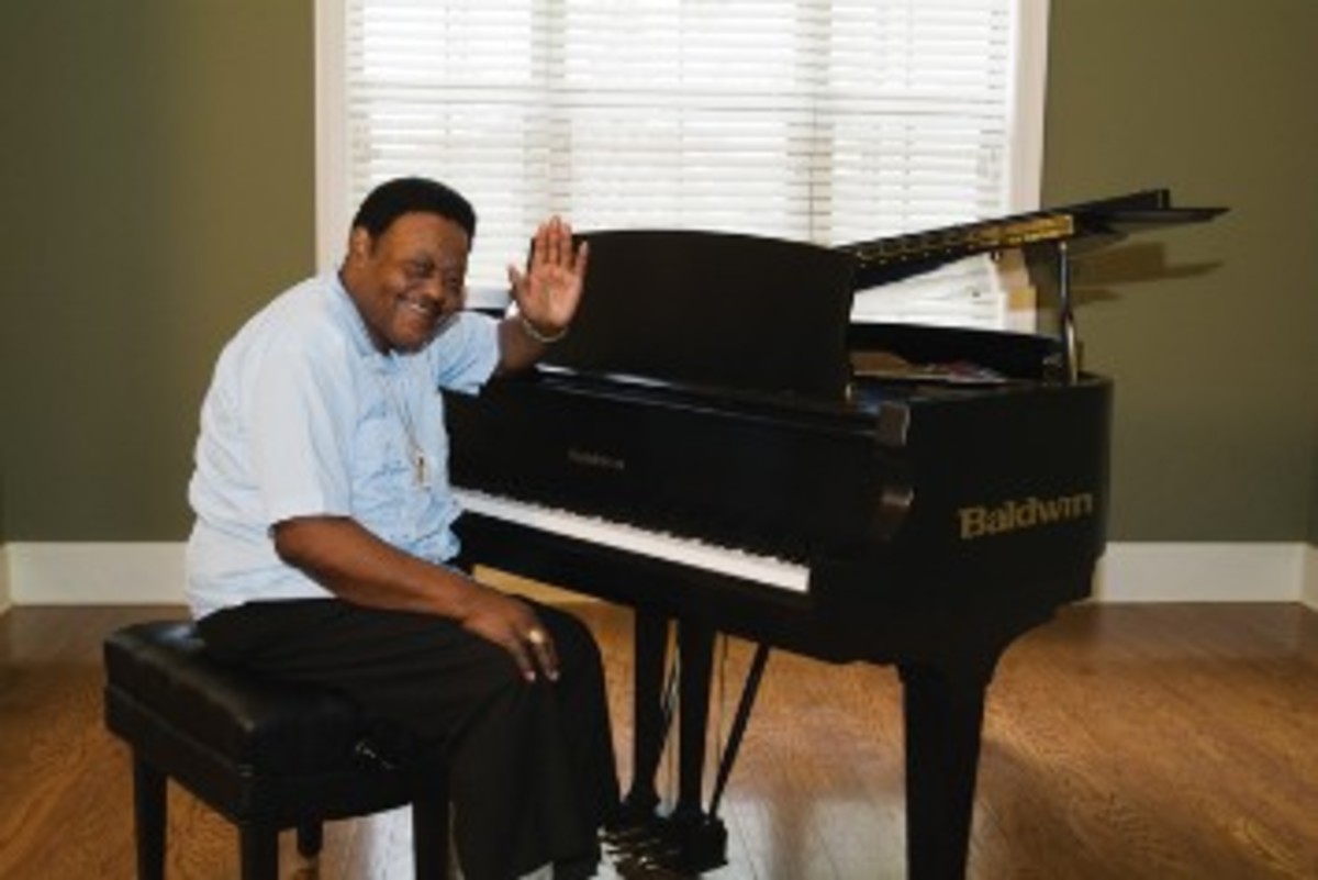 Fats Domino at home, sitting beside his piano. Domino had to be resuced from his New Orleans-area home in the aftermath of Hurricane Katrina.