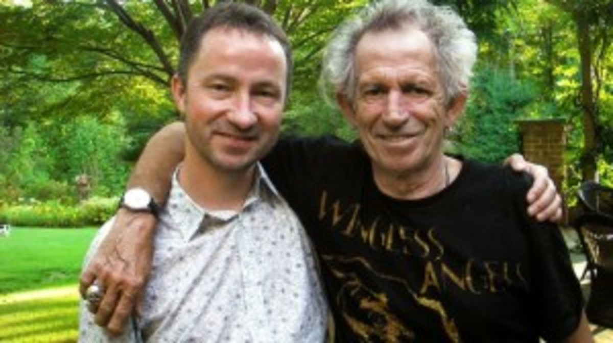 Paul Sexton (pictured above at left with Keith Richards) interviewed Richards at his Connecticut home for the stellar BBC Radio 2 special At Home with Keith Richards.