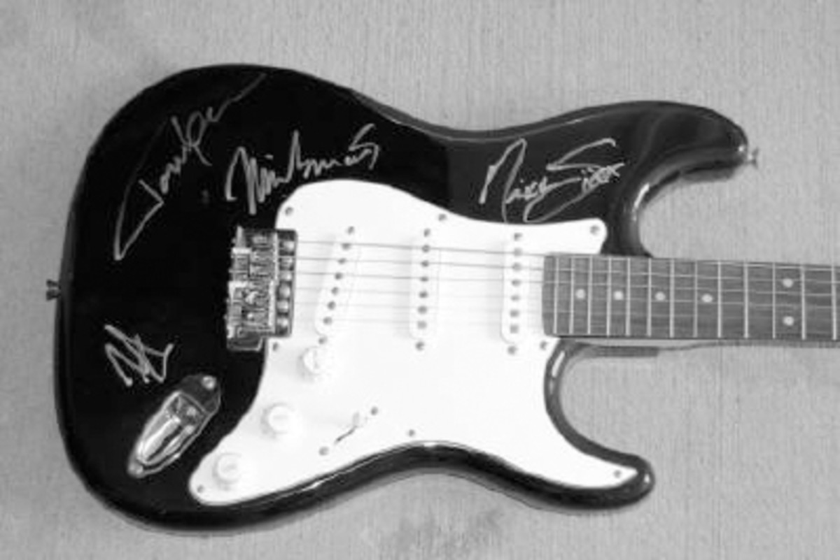 THIS SIGNED MOTLEY CRUE guitar was among the offerings in a Rock Star Auctions event. Photo couretsy Rock Star Auctions