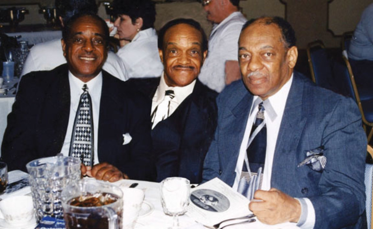 Surviving members of The Royals/Midnighters in 2000 (from left) Norman Thrasher, Charles Sutton and Abdul Bin-Asad (formerly Lawson Smith) reunited at the United in Group Harmony Hall of Fame awards in New Jersey in 2000. Photo courtesy Todd Baptista. 