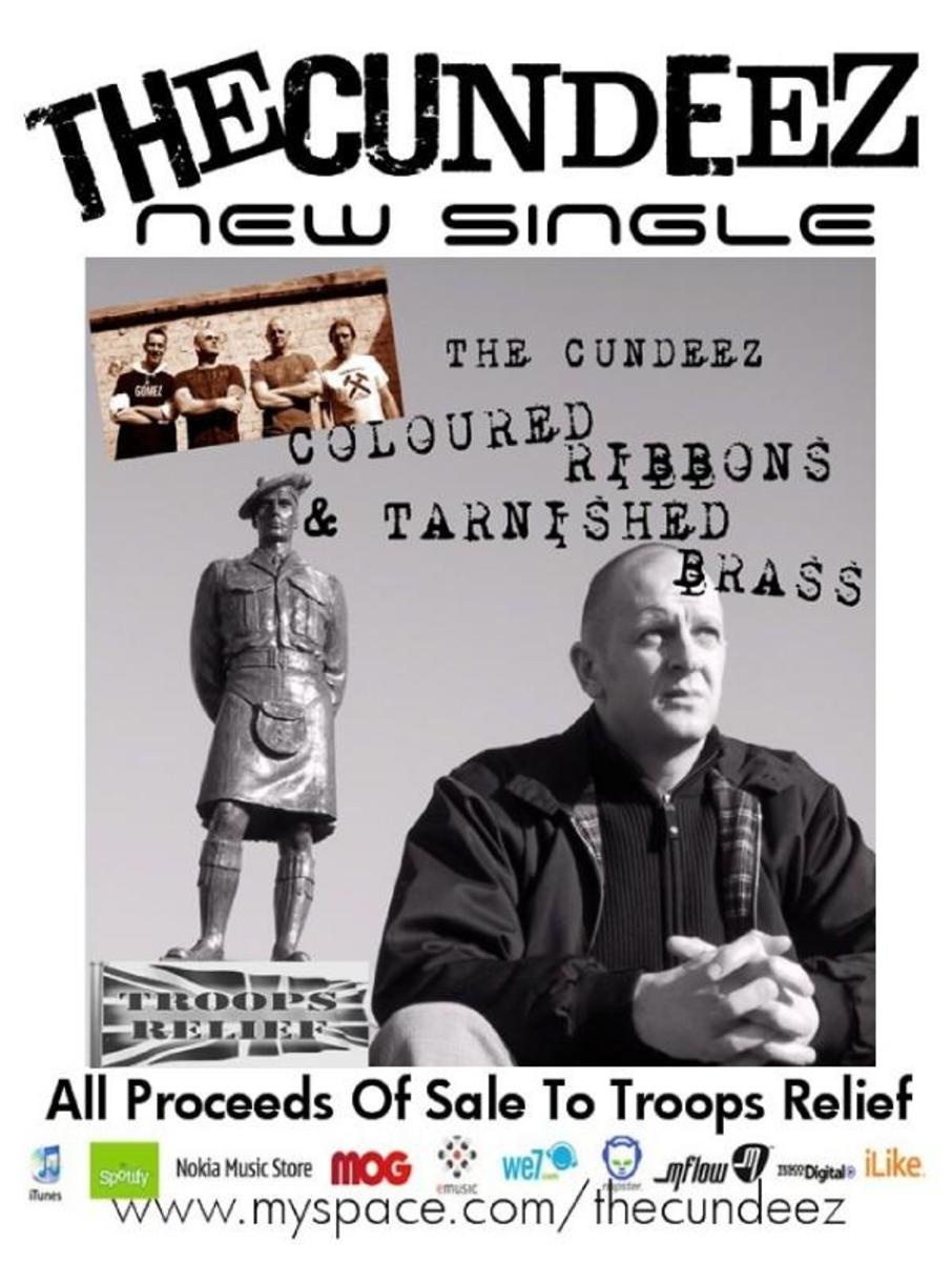 All proceeds from the sale of “Coloured Ribbons and Tarnished Brass” by The Cundeez are being donated to the UK soldiers’ charity Troops Relief. The song can be purchased worldwide on iTunes.