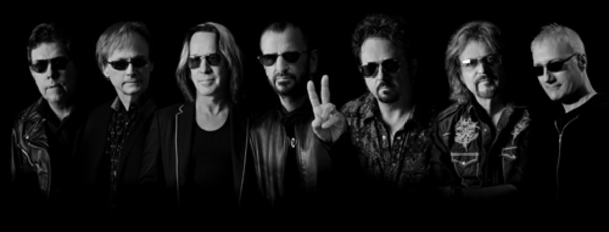 The current All-Starr band lineup (L to R): Warren Ham, Richard Page, Todd Rundgren, Ringo Starr, Steve Lukather, Gregg Rolie and Gregg Bissonette. © Rob Shanahan