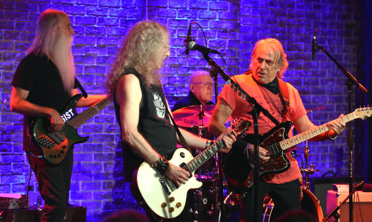 Left to right: Leland Sklar, Waddy Wachtel, Russ Kunkel and Danny Kortchmar of The Immediate Family perform Oct. 25 at The Iridium in New York. (Photo by Chris M. Junior)