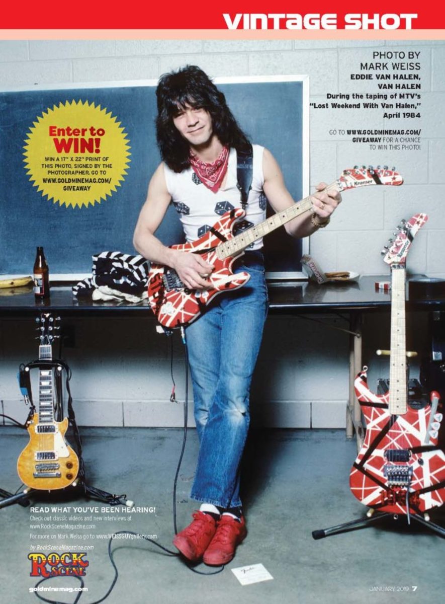 Enter to win a Vintage Shot of Eddie Van Halen 1984 Goldmine Magazine Record Collector Music Memorabilia