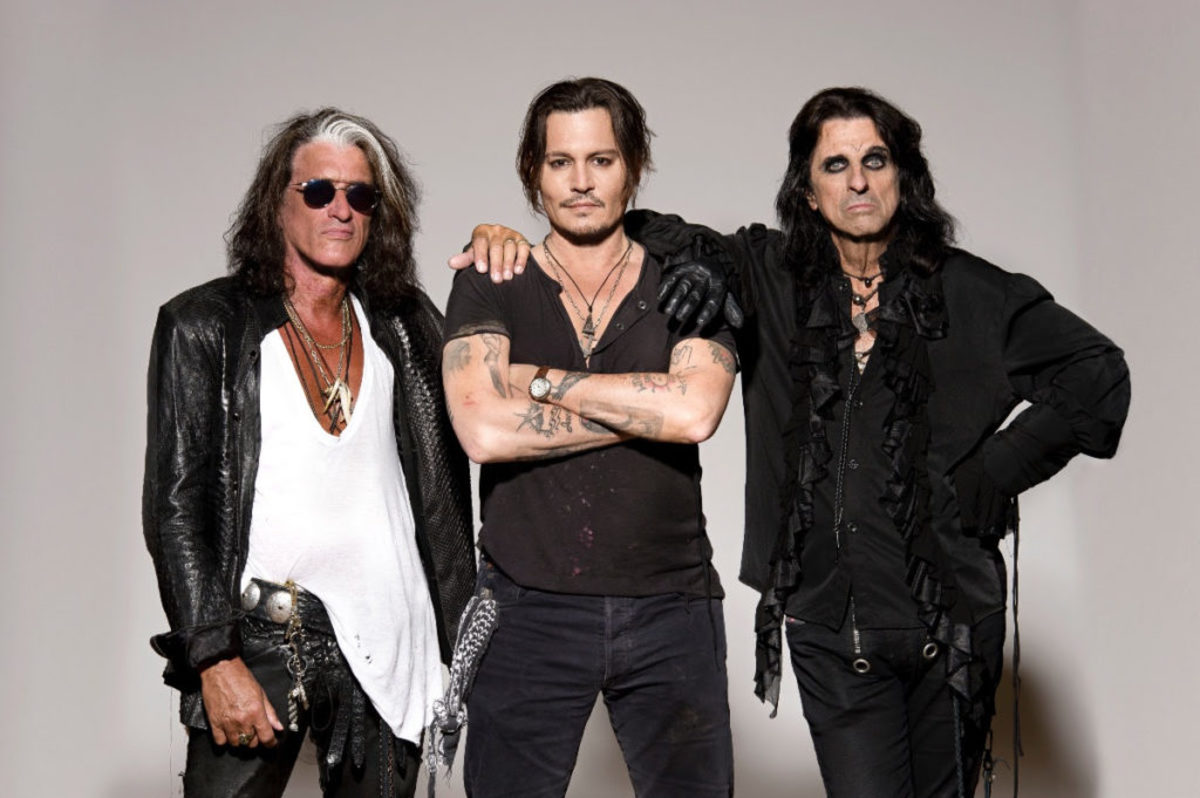  The Hollywood Vampires — members Joe Perry, Johnny Depp and Alice Cooper. Publicity photo.