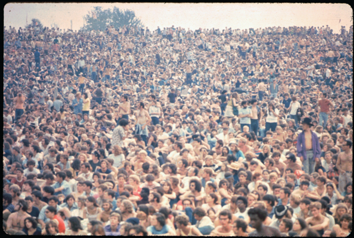  The crowd at the Woodstock music festival, August 1969. (Photo by Ralph Ackerman/Getty Images)