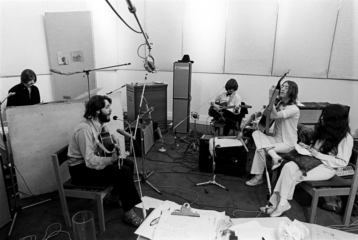 The Beatles and Yoko Ono Lennon at Apple Studio on January 24, 1969.