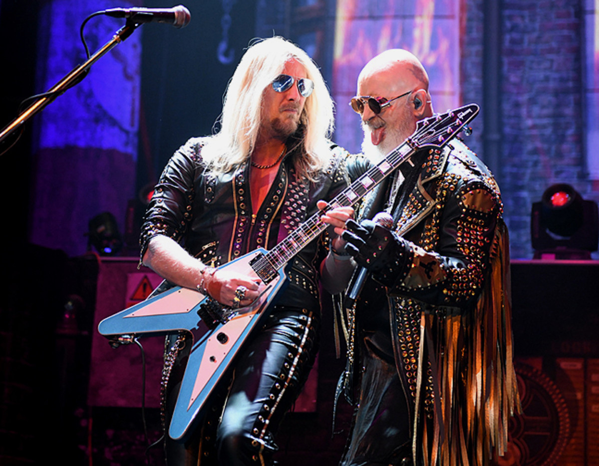 Guitarist Richie Faulkner and Rob Halford come together to rock out during "One Shot at Glory." 