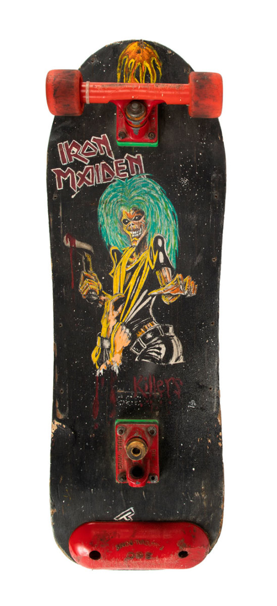 Cobain’s personally drawn 1985 Iron Maiden skateboard.