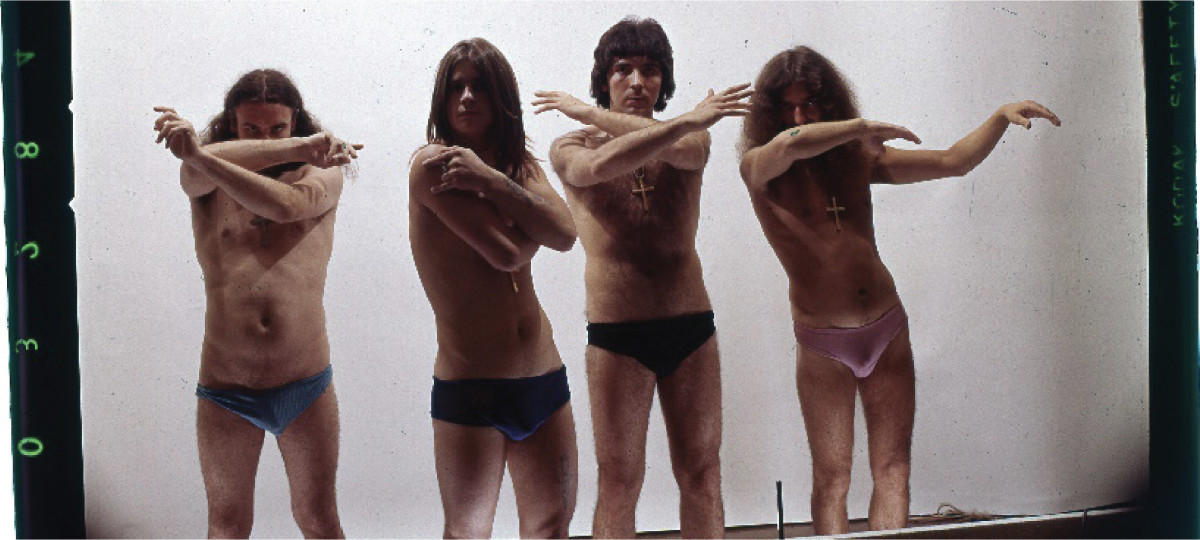 Black Sabbath, freezing in their underwear, during the photo shoot for the album's gatefold