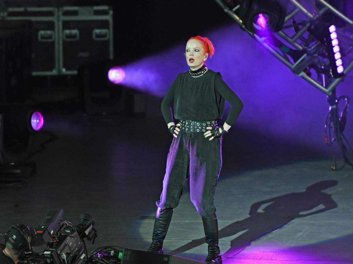 Garbage singer Shirley Manson checks out the PNC Bank Arts Center crowd June 24. (Photo by Chris M. Junior)