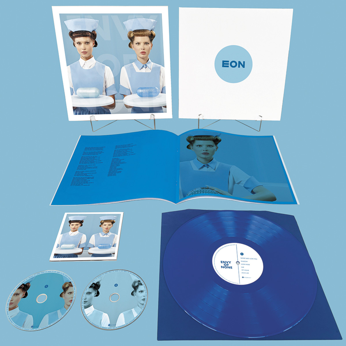 A limited-edition box set of Envy of None’s debut album. The set contains two CDs, a blue vinyl record, a booklet and bonus tracks.