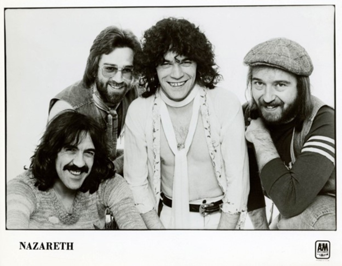 L to R: Manny Charlton, Darrell Sweet, Dan McCafferty, Pete Agnew, mid-1970s promotional photo