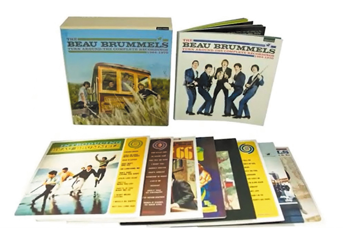 The Beau Brummels: Turn Around – The Complete Recordings 1964-1970, 8-Disc Remastered Box Set: 228 newly remastered tracks across eight compact discs in replica sleeves | 24 unreleased cuts, available in period mono or fresh stereo mixes | 88-page booklet with detailed liner notes and rare photos and memorabilia from the band’s personal collections. 