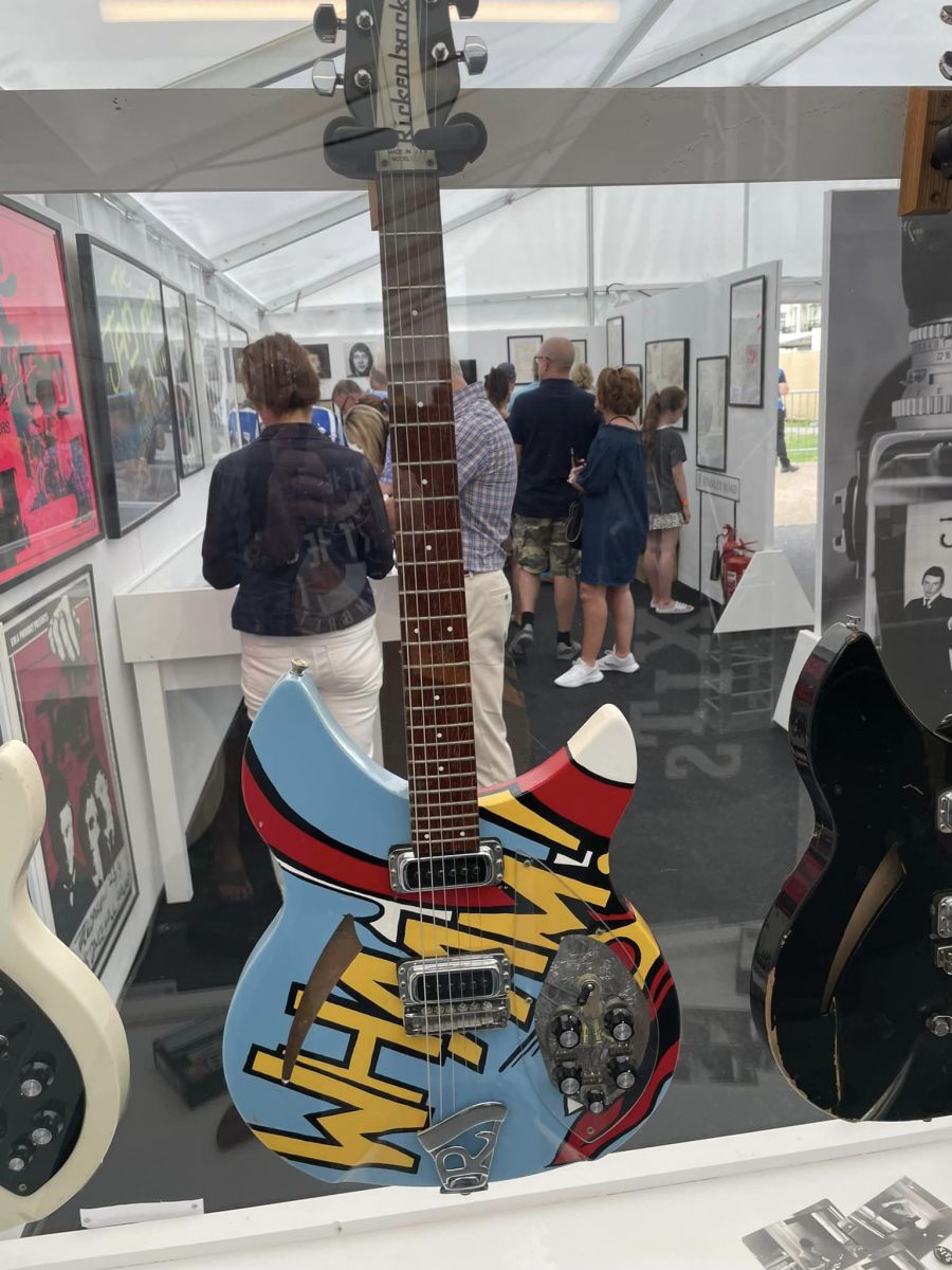 Paul Weller’s pop-art WHAAM! Rickenbacker guitar. (Photo by John Curley)