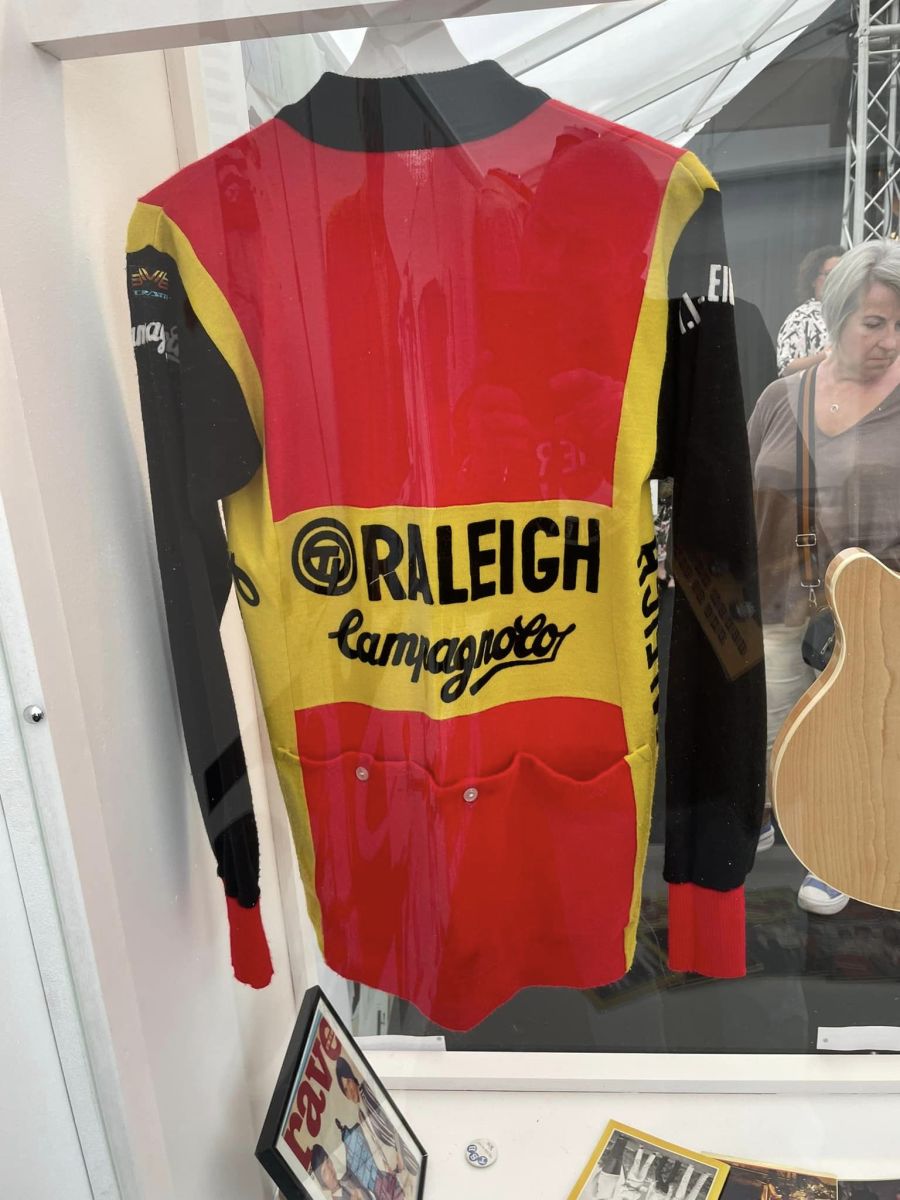 The cycling jersey worn by Mick Talbot in The Style Council’s video for “My Ever Changing Moods.” (Photo by John Curley)