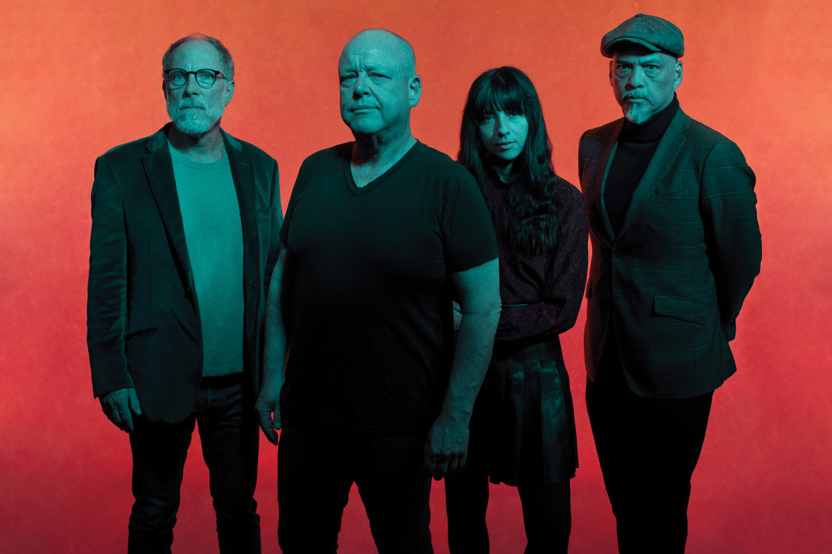 Pixies are (left to right) drummer David Lovering, lead vocalist/guitarist Black Francis, bassist Paz Lenchantin and guitarist Joey Santiago. (Photo by Tom Oxley)