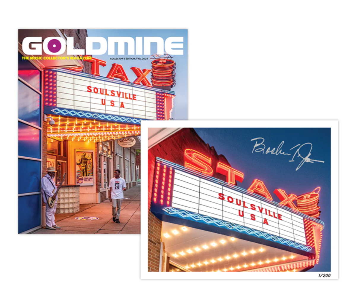 Grab a copy of Goldmine's super Limited Edition Collector's Bundle of the Fall 2024 print edition, with exclusive alternate cover by photographer Jay Adkins, and a genuine signed 8x10 by Stax Records legend, Booker T. Jones. Limited to 200 copies worldwide. On the cover: the legendary founder of The Bar-Kays, James Alexander. (click the image)